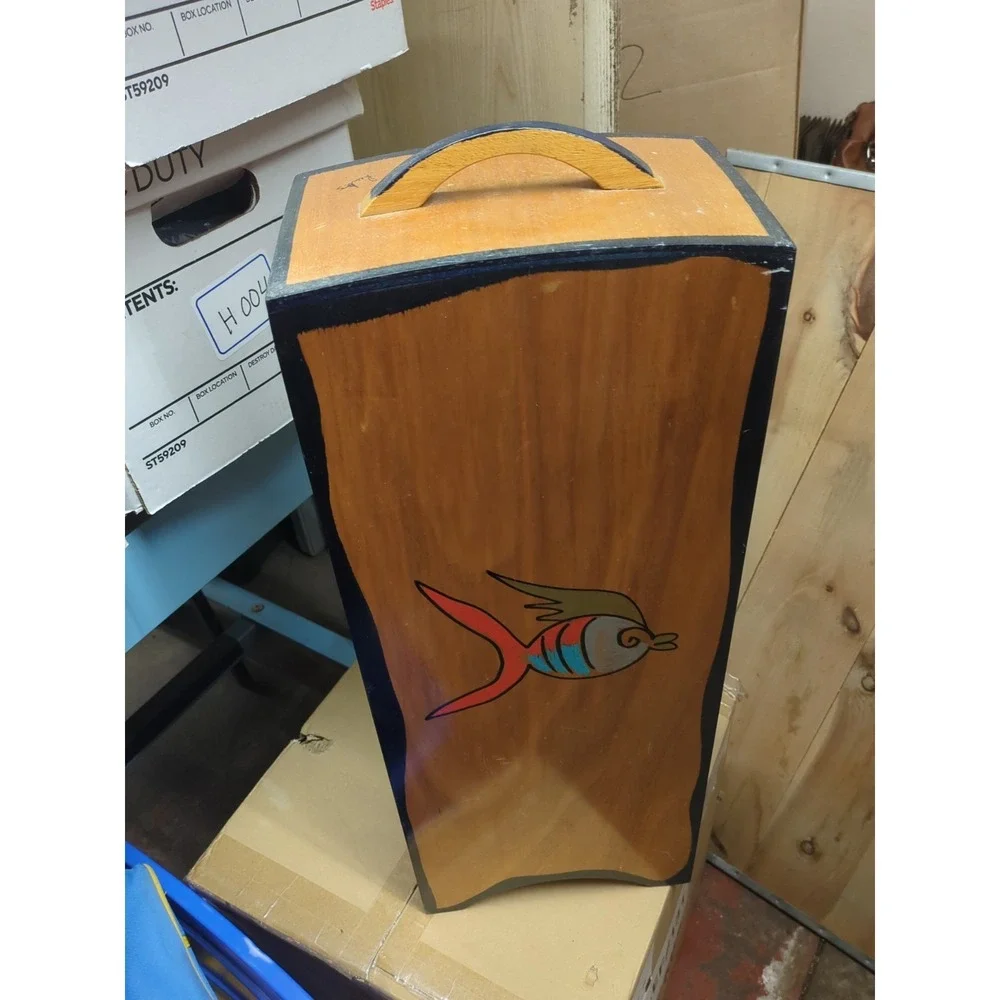 Vintage Kakadu  Hand-Painted Wood CD Tower / Media Storage Rack by Reut Shahar